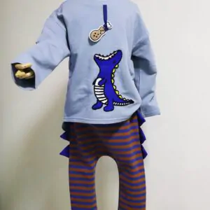 Alternative view of Korean Boys’ Blue Dinosaur Pants