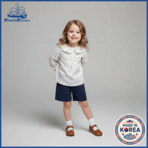 Alternative view of Korean Girls’ White Printed Puff-Sleeve Top