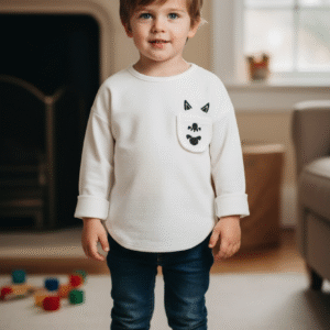 Korean Knit Boys’ & Girls’ Top (Orange-Brown / White)