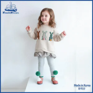 Korean Kids’ Bunny Tail Polka Dot Pants