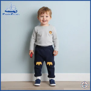 Korean Kids’ Chick Handprint Design Pants