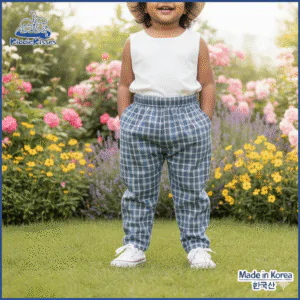 韓國男女童古董格紋褲子(藍色)(啡)