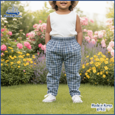 韓國男女童古董格紋褲子(藍色)(啡)