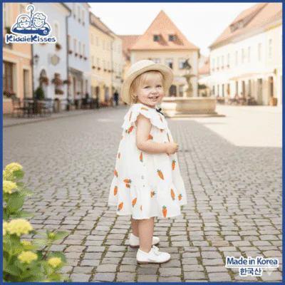 韓國女童胡蘿蔔花紋連身裙